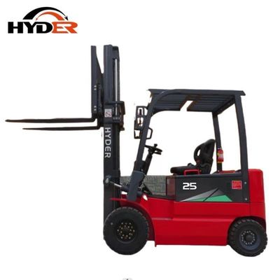 Electric 2500kgs Indoor Warehouse Forklift with 4 Solid Tyres Lift Height 3000-5000mm