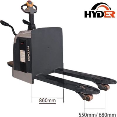DC Motor Electric Pallet Forklift Truck Hyder 2500kg Standing on Fully Battery Operated